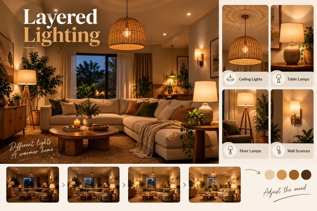 Layered Lighting: A Warm, Cozy Home