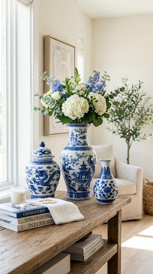 Blue and White Chinoiserie Vases