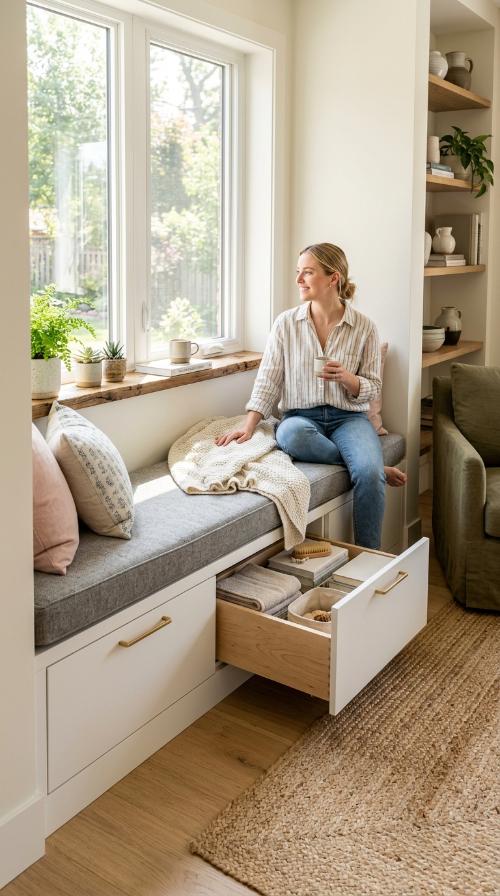 Built-in Window Seat with Drawers