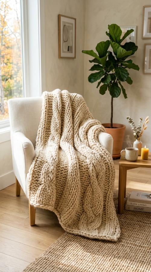 Chunky Knit Wool Blankets