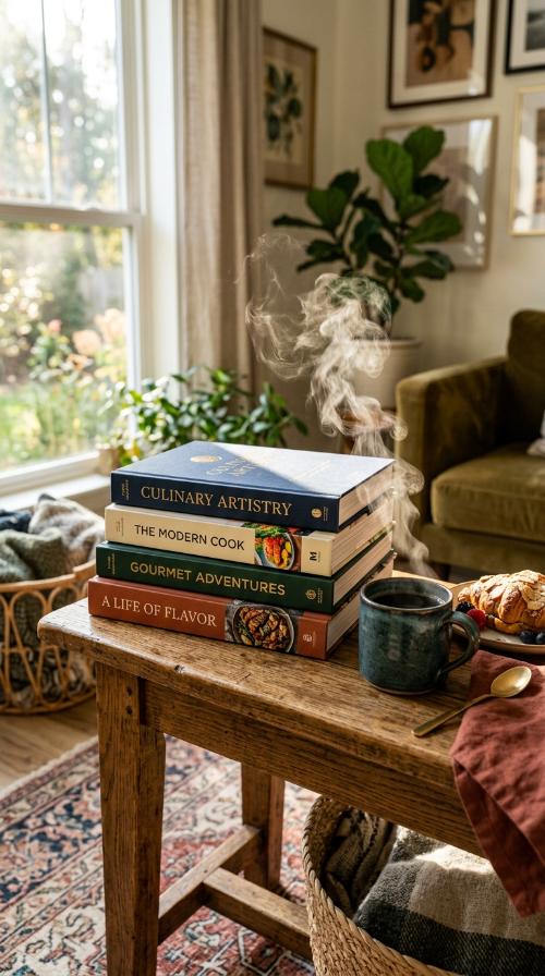 Curated Stacked Coffee Table Books
