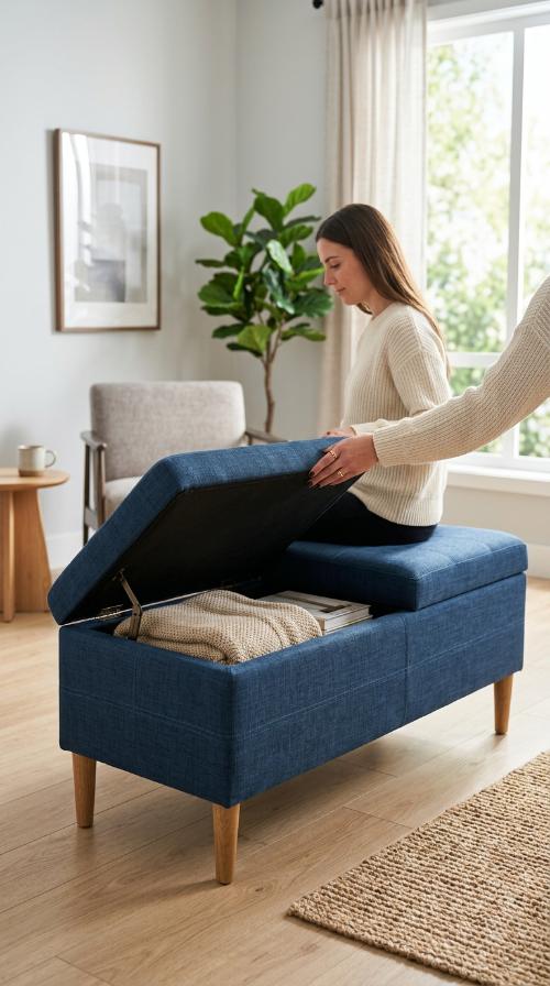Flip-Top Storage Ottoman Bench