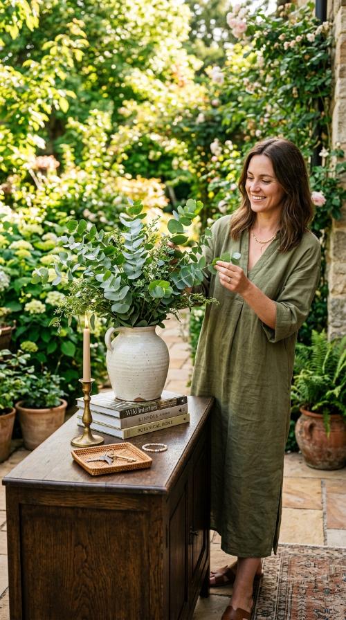 Fresh Eucalyptus in a Ceramic Vase