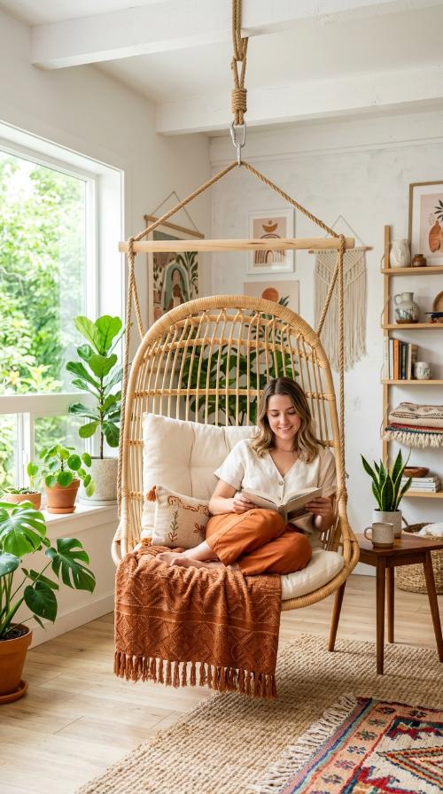 Indoor Hanging Cane Swing Chairs