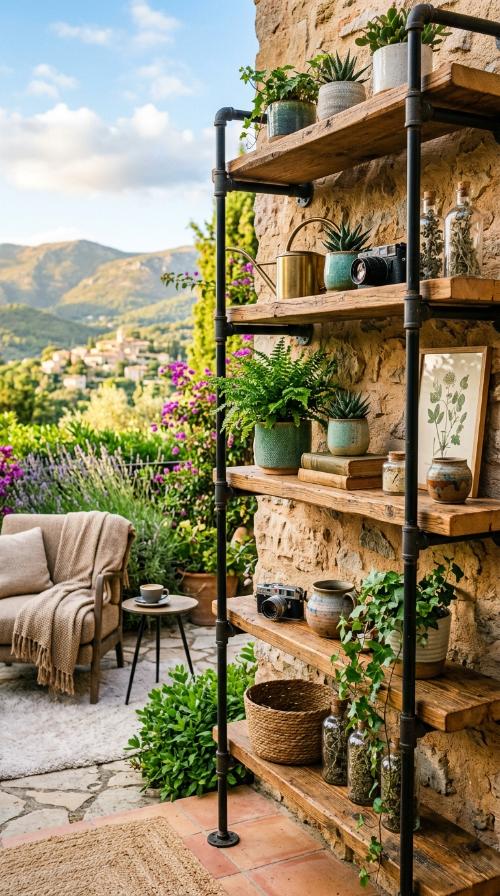 Industrial Pipe and Wood Shelving