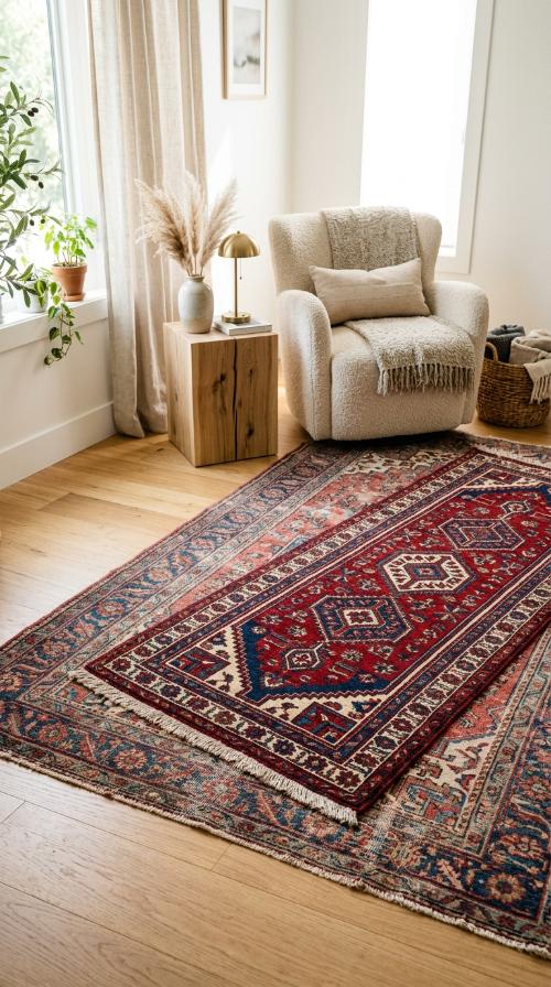 Layered Vintage Persian Rugs