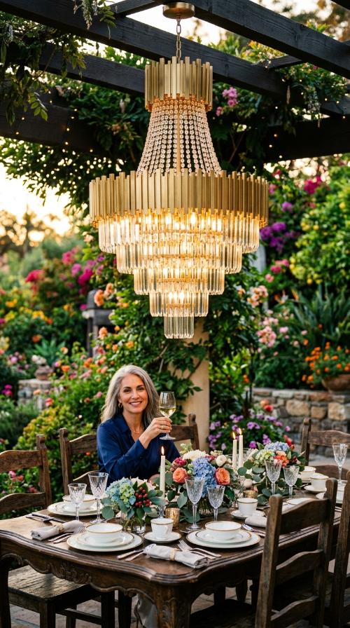 Luxury Gold Waterfall Chandelier