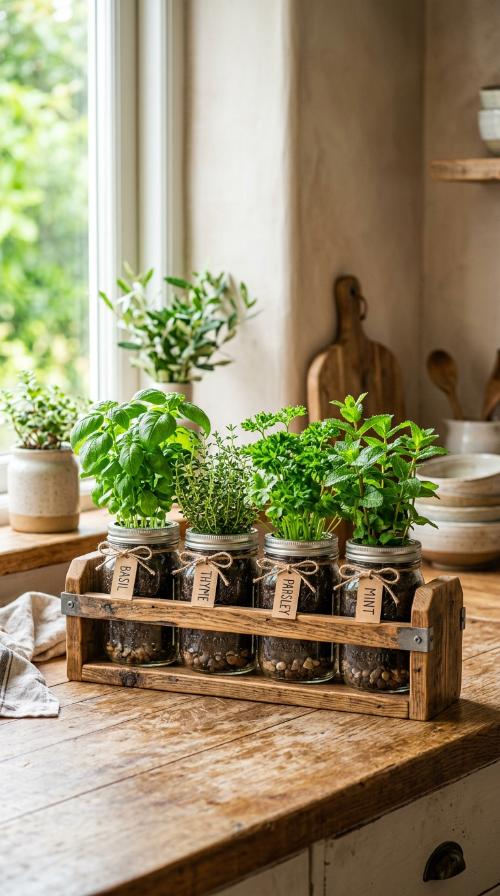 Mason Jar Herb Gardens