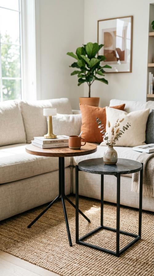 Mixed Material Side Tables