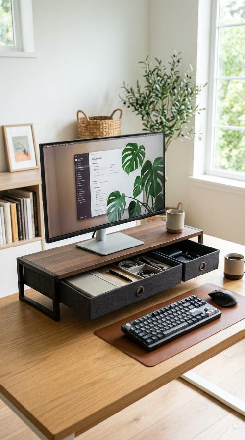 Monitor Stand with Drawers