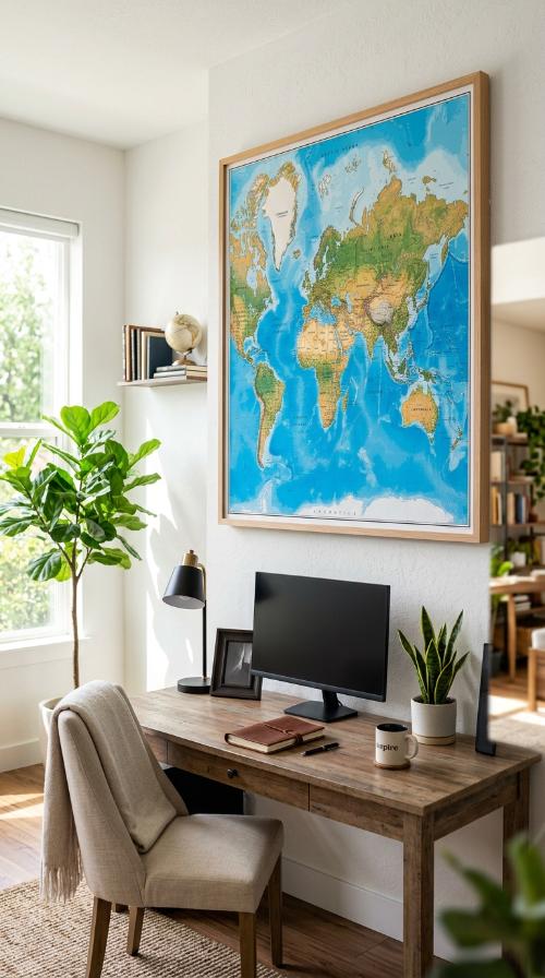 Oversized Framed World Map