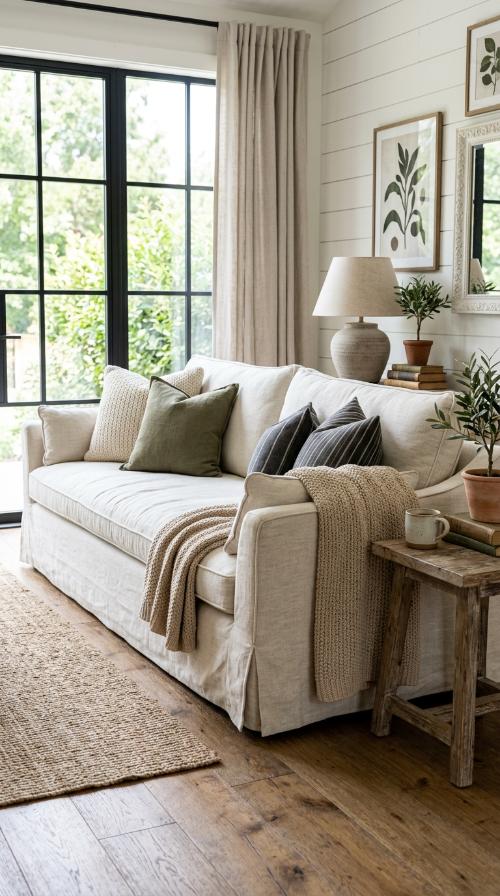 Oversized Slipcovered Sofas