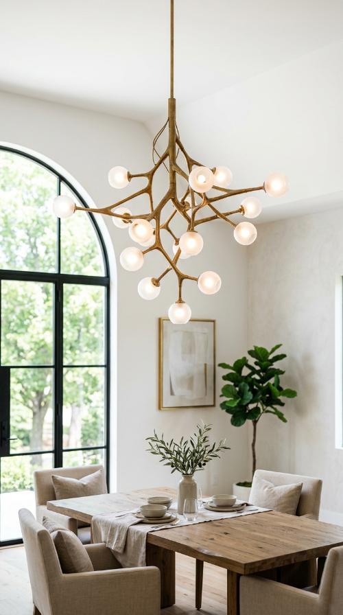 Sculptural Brass Chandeliers