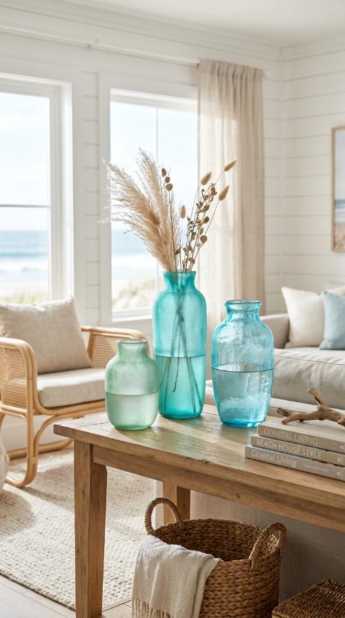 Sea Glass Decorative Vases