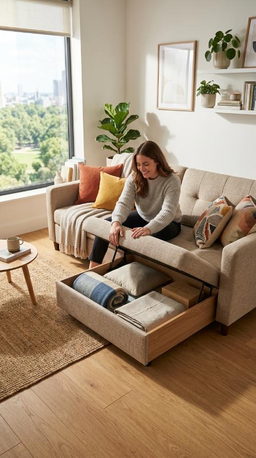 Sofa Bed with Under-Seat Storage