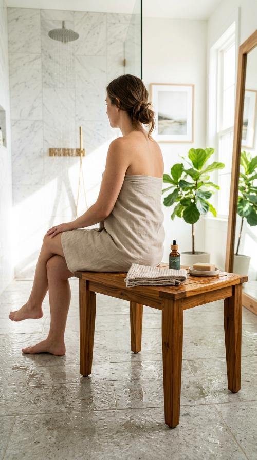 Solid Teak Shower Bench
