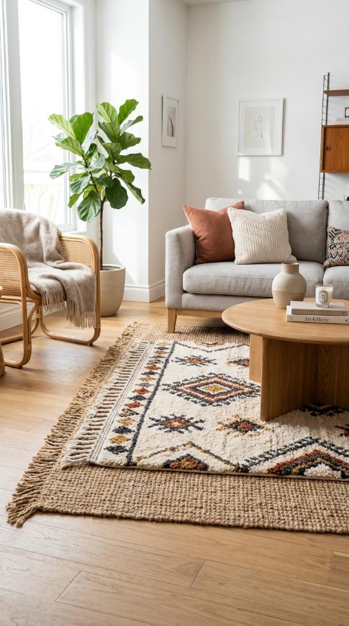 Textured Layered Area Rugs