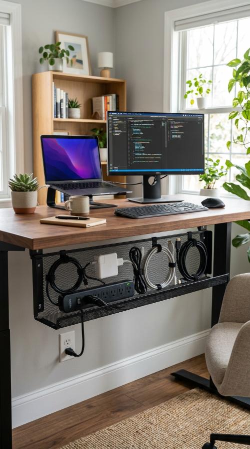 Under-Desk Cable Management Tray