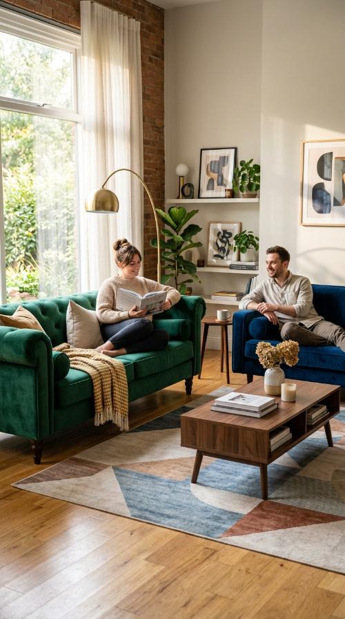 Velvet Bold-Colored Sofas