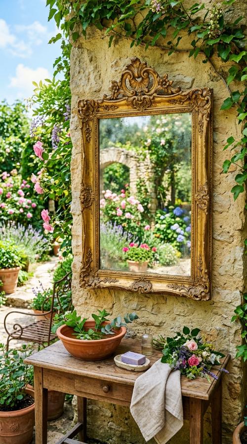 Vintage Ornate Gold Mirror