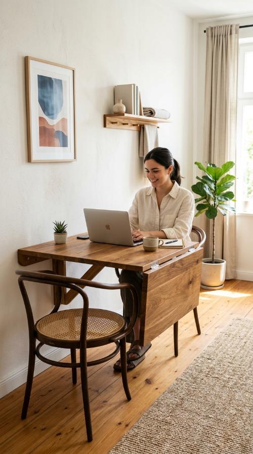 Wall-Mounted Drop-Leaf Table