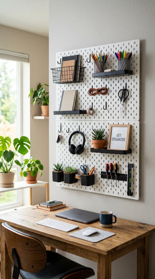 Wall-Mounted Pegboard System